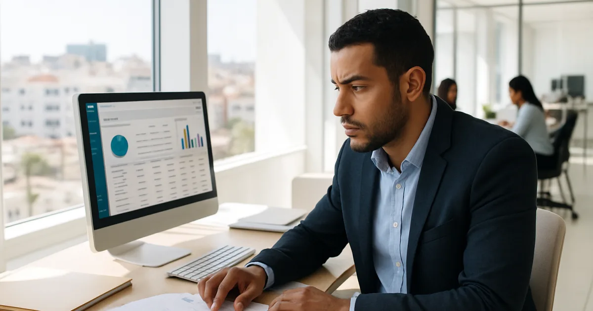 Un professionnel marocain consulte une application de gestion pour déclarer la retenue à la source en octobre 2026